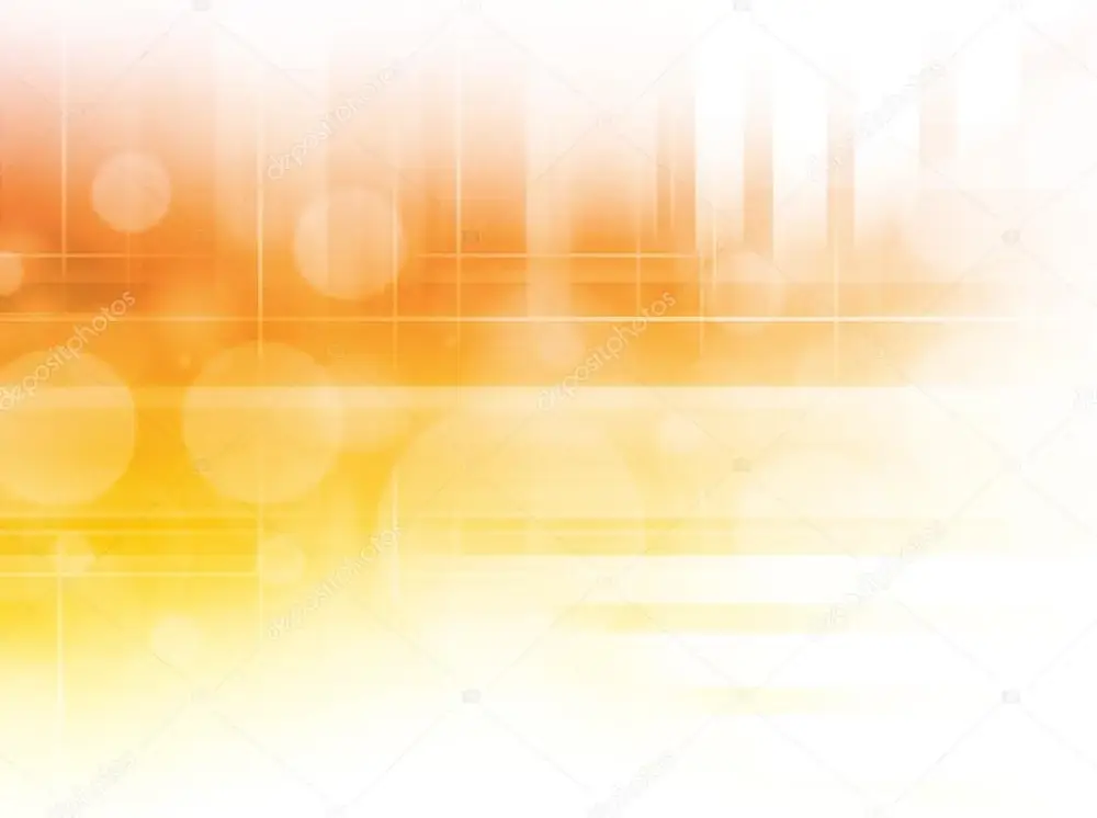 Abstract image with a warm gradient from orange to white, featuring soft bokeh circles and vertical lines.