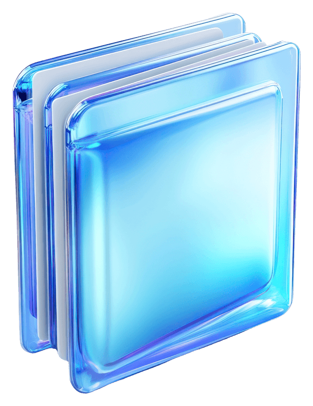 A glowing, translucent blue folder icon with rounded edges, conveying a modern, futuristic digital theme.